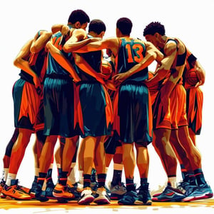 basketball team huddle